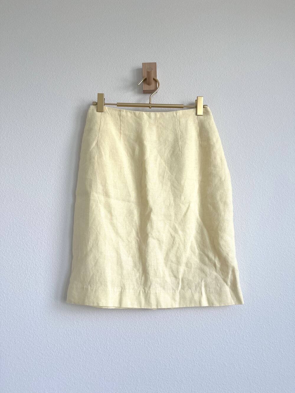 Vintage Butter Yellow Carol Horn Signature 100% Linen Pencil Skirt - Size 2P